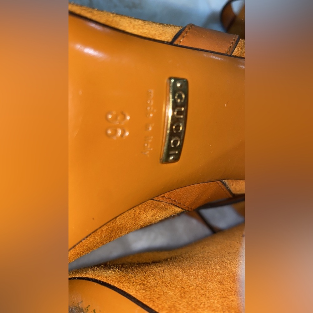 Gucci Mustard Suede Ankle Boots with Leather Wrap Straps - Picture 5 of 10